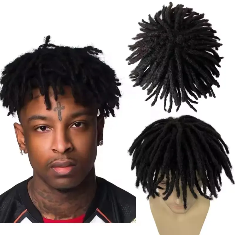 100 capelli umani parrucche per afro-americani ciotola taglio manico che fa dreadlocks treccia uomo toupee remy indiano capelli pizzo 6 pollici