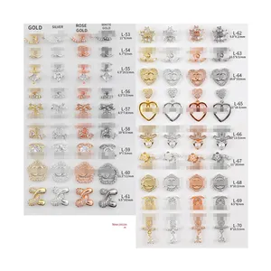 L53-70 nail parts zircon material Gold Silver Japan Luxury Design Brand Logo Designer Nail Decoration vintage luxury logo nail a