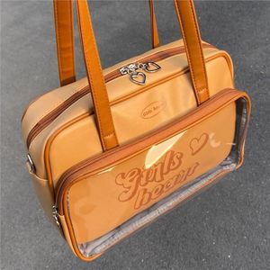 תיק איטה קאווהאי חובה בהתאמה אישית, תיק גב שקוף ורוד טרנדי, תיק צד ורוד ומשעשע לאוהבי אנימה - Product Image 2