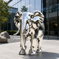 Maßgefertigte Moderne Minimalistische Outdoor-Platz-Spiegel-Polierte Edelstahl-Elefanten-Skulptur, Edelstahl-Skulpturen