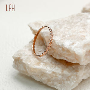 Bague fine en or véritable 18 carats, bijoux en or massif personnalisés LFH, vente en gros de bagues de fiançailles ou de bagues en or jaune - Product Image 2