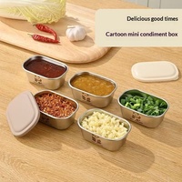 Boîte à assaisonnements portable en acier inoxydable 304, design carré frais et mignon, avec compartiments séparés, compatible micro-ondes