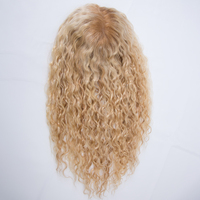 Topper de cheveux humains Shadow Root Honey Ash Blonde, boucles de 12 mm, ondulations, mèches blondes multi-tones, clips, mono-topper 5x6,5 pouces