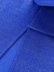 Fırfır düzensiz yarık Maxi kapalı omuz mavi kadınlar pullu kokteyl elbise - Product Image 6