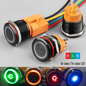 LANBOO 22mm Interrupteur poussoir rond en laiton nickelé double couleur 1NO1NC Interrupteurs à bouton-poussoir RVB momentanés pour l'usine de modification - Product Image 4