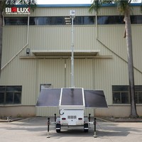 Panneaux solaires 3*450W hors réseau, mât télescopique de 9 m, remorque mobile CCTV pour chantier, zone isolée, grand événement