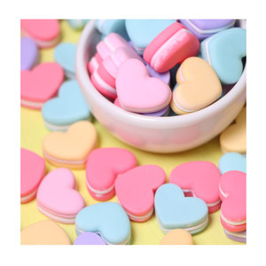 Hạt Cườm Hình Trái Tim Đáy Phẳng Dễ Thương 100 Hạt Charm Nhựa Resin Phong Cách Macaroon Sặc Sỡ Để Trang Trí Phụ Kiện - Product Image 6