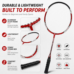 DECOQ Ensemble <span class=keywords><strong>de</strong></span> raquettes <span class=keywords><strong>de</strong></span> <span class=keywords><strong>badminton</strong></span> professionnelles en alliage d'aluminium pour 2 joueurs, raquettes d'entraînement légères avec sac <span class=keywords><strong>de</strong></span> transport, vente en gros - Product Image 2