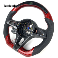 Volant sport personnalisé en cuir perforé noir avec fibre de carbone rouge LED pour Alfa Romeo Giulia 2015-2020