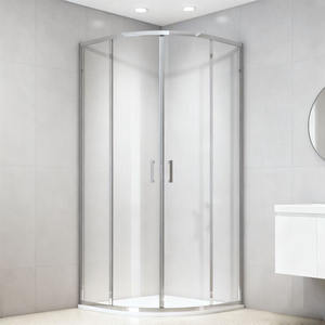 Cabina de Ducha de Esquina Curva Deslizante con Cierre Suave, Diseño Europeo Cuadrado de Aluminio y Vidrio Templado, Venta al por Mayor de Fábrica para Hoteles - Product Image 1