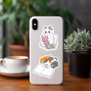 Adesivi Divertenti con Gatti <span class=keywords><strong>Meme</strong></span>, Simpatici Adesivi in Vinile a Forma di Animale per Bambini, Confezione Trasparente Fustellata, Decalcomanie Personalizzate Impermeabili, Etichette all'Ingrosso per Kindle - Product Image 4