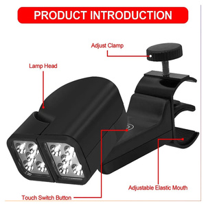 Lampe LED double tête pour barbecue, projecteur d'extérieur avec fixation à clip et rotation à 360° pour camping, pêche, lampe portable, outil <span class=keywords><strong>de</strong></span> barbecue - Product Image 4