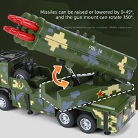 Truk Peluncur Roket Diecast Skala 1/24, Model Kendaraan Militer dari Alloy dengan Suara dan Pintu yang Dapat Dibuka untuk Anak-Anak