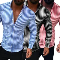 Fashion Men Stripe European Standard MenのSlim Fit Shirt Formal Shirts Long Sleeve Tops Spring Three Colors Casual Men Shirt