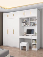 Ensemble de chambre à coucher moderne personnalisé pour villa, armoire en bois massif avec coiffeuse