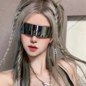 Lunettes de soleil futuristes Cyberpunk sans monture, verres décoratifs en PC, pour femmes, accessoires de cosplay, été 2025 F021 - Product Image 2