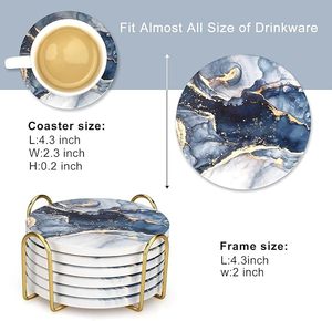 Posavasos de cerámica con soporte: El mejor absorbente decorativo para taza de café, bebida, vino, cerveza adecuado para mesa y bar - Product Image 5