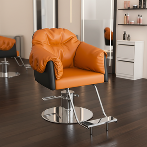 Poltrona da Barbiere in Pelle Sintetica Regolabile con Braccioli, Struttura in Metallo, Design Moderno per Tintura e Permanente - Product Image 1