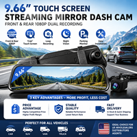 Système de caméra de tableau de bord avec rétroviseur, écran tactile de 9,66 pouces, enregistrement avant et arrière 1080P FULL HD, caméra DVR, système de sécurité pour véhicule
