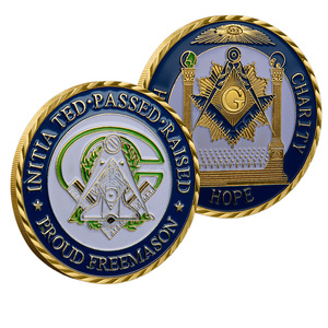Moneta Commemorativa Massonica per Iniziazione e Avanzamento, Artigianato in Metallo Creativo, Moneta Souvenir a Tema Tre <span class=keywords><strong>Virtù</strong></span> - Product Image 1