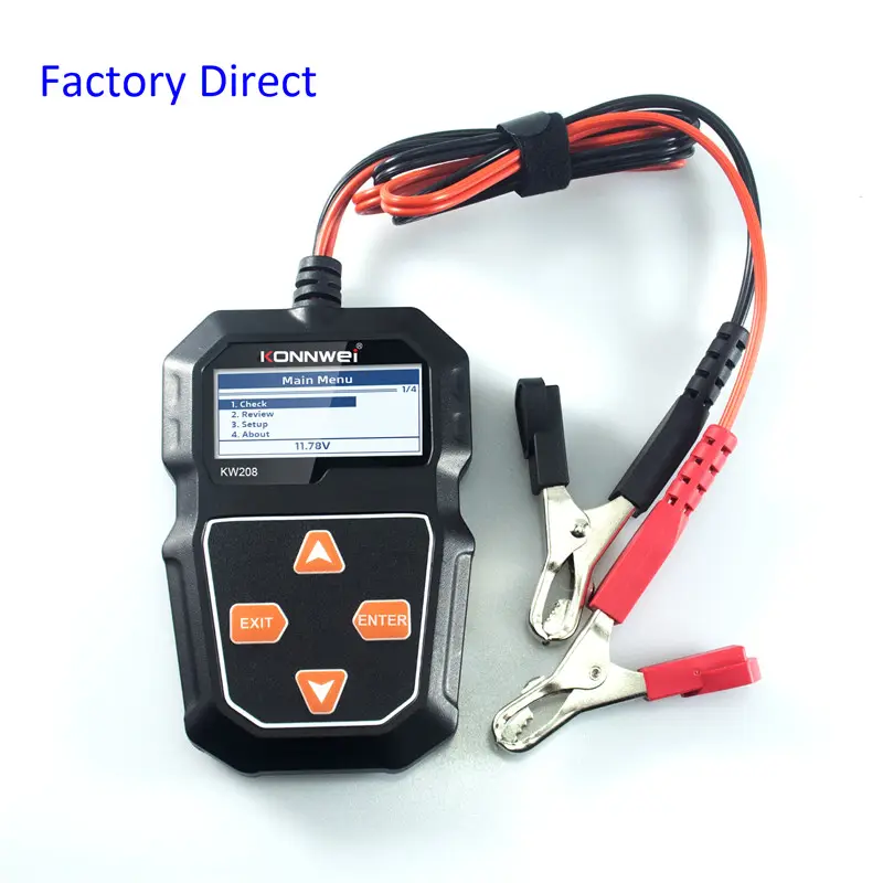 Factory Konnwei KW208 12V Battery Capacity Tester Digital Battery Tester for cars Lead acid, EFB, AGM, Regular flood batteries