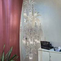 DUOMEIJU Lámparas de Araña Colgantes de Cristal Clásicas de Lujo en Dorado, Grandes, con Altura Ajustable, Instalación para Vestíbulo de Hotel