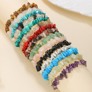 Bracelet en galets naturels irréguliers, style coréen, bijoux en pierres colorées pour femmes, design géométrique, cadeau, bracelets à perles tendance - Product Image 2