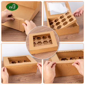 VVG All'Ingrosso Personalizzati Scatole per Cupcake in Mini Carta Kraft Marrone Bianco Rosa con Finestra Trasparente, da <span class=keywords><strong>2</strong></span>/4/6/12 Fori - Product Image 4