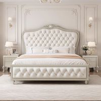 Lit de maîtresse double 1,8 m style princesse française, en bois massif, rembourré en cuir, avec coffre de rangement haut, démontable, style américain