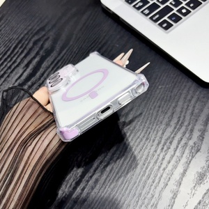 Fashion Magnetic Clear Phone Case for Samsung S26 S24 S25 Ultra With Lens <b>Film</b> Wireless Charging Four Corners Shockproof Cover - Product Image 6
