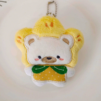 Nouveau porte-clés en peluche motif dessin animé floral, petit animal mignon (Panda, Lapin), breloque de sac à dos, en coton rembourré à la main, vente en gros