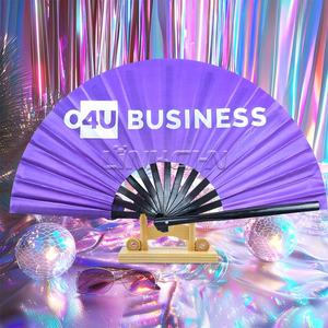 Grand ventilateur Rave à sublimation personnalisée de 13 pouces Motif de peinture traditionnelle Artisanat en bambou Musique souvenir Style promotionnel - Product Image 3