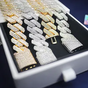독특한 12MM Vvs 다이아몬드 쿠바 체인 목걸이가있는 뛰어난 액세서리에 대한 도매 공장 거래