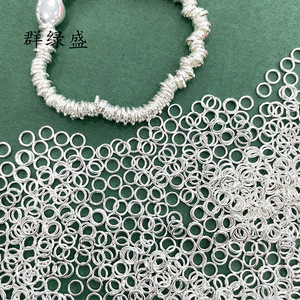 Cuentas redondas martilladas de plata de ley S925 Qunlvsheng para la fabricación de collares, espaciadores sueltos en espiral, accesorios de joyería. - Product Image 2