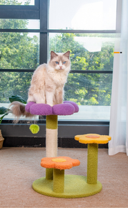 Eco-Friendly Sisal Three-Layer Interactive <b>Cat</b> <b>Tree</b> for <b>Cats</b> with Climbing <b>Tower</b> and Grab Pole - Product Image 4