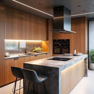 Custom China High End Modern Modular Kitchen Cabinet Pull-Out with Island Design for Apartment Use - Product Image 3