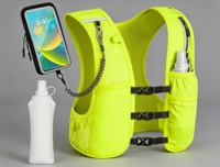 Chaleco de Hidratación para Correr Color Verde Neón, con Porta Teléfono, Bolsillo para Botella de Agua, Malla Transpirable, Ajuste Ajustable, para Maratón, Venta al Por Mayor OEM