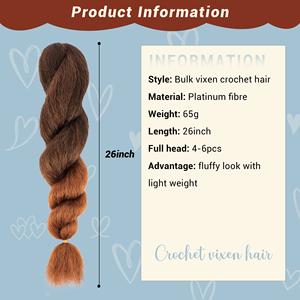 ORT Vixen Hair Platinum Fibre Hair Crochet Trenzas <span class=keywords><strong>Kinky</strong></span> Curly Bulk Yaki Blow Out Straight Afro Vixen Hair Yaki KinkyBulk 65 g/pcs - Product Image 2