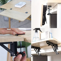 Support de bureau pliable triangulaire en métal poli, robuste, sans perçage, gain de place, étagère murale flottante, installation facile