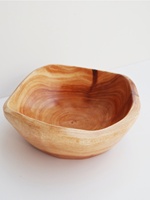 Bol en bois naturel sculpté à la main avec logo personnalisé, grande taille, design créatif irrégulier, idéal pour fruits secs ou comme bol à pétrir la pâte