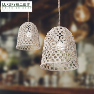 Pantalla de lámpara de cuerda de algodón tejida a mano, forma de campana, estilo bohemio, ecológica, para el hogar, casa de huéspedes, hotel, restaurante - Product Image 1