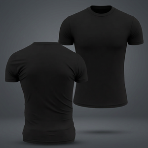Top Quality Streetwear Men's Black Slim Fit Short Sleeve O-Neck T-Shirt Solid Color Casual Jersey Cotton Top - Product Image 5