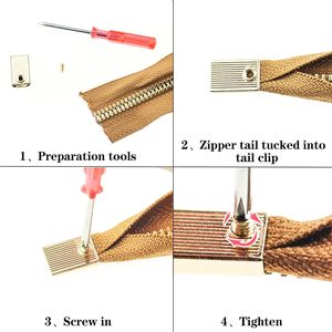 Embouts de fermeture éclair en alliage de couleurs variées avec vis de fixation pour la réparation et le remplacement, accessoires de couture et de bricolage - Product Image 3