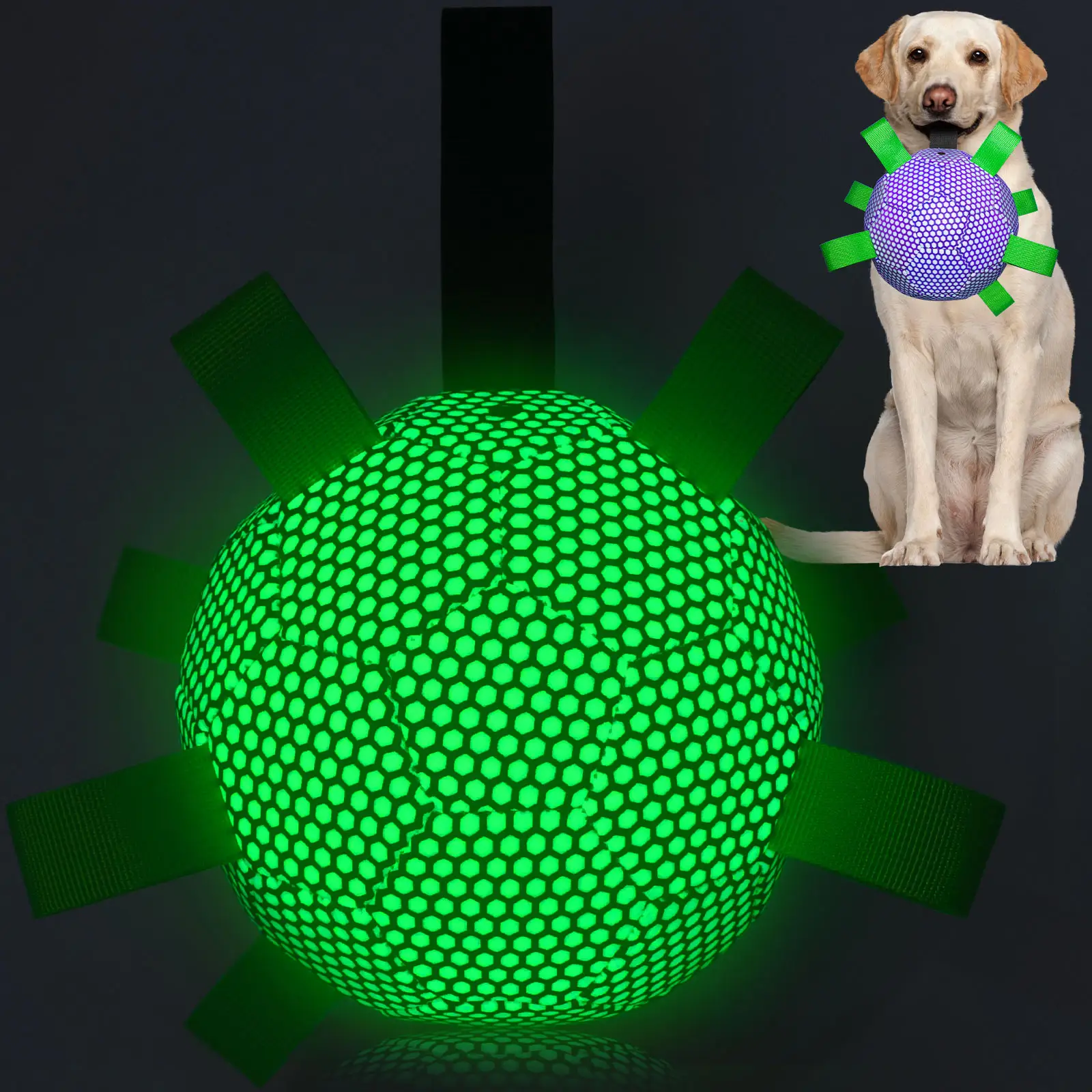 Bola de Futebol para cães Kinyu Original de fábrica, novo material luminoso reflexivo seguro PU, bola de brinquedo interativa para cães com baixo MOQ OEM/ODM