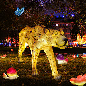 Momovalley décoration <span class=keywords><strong>de</strong></span> jardin LED léopard sculptures artificielles réalistes en fibre <span class=keywords><strong>de</strong></span> verre léopard grandeur nature statue extérieure à vendre - Product Image 1