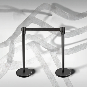 Barrière de circulation rétractable <span class=keywords><strong>en</strong></span> acier inoxydable, prix usine, noire anti-éblouissement, argentée, hauteur 36, diamètre 6 mm - Product Image 4