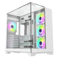 Escritorio de Torre completa con carcasa de PC blanca de vidrio lateral LCD gabinete de CPU ATX caja de computadora de juegos de refrigeración