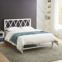 Cadre de lit simple en métal moderne et minimaliste en fer forgé noir avec tête et pied de lit, design portable, aucun sommier tapissier nécessaire