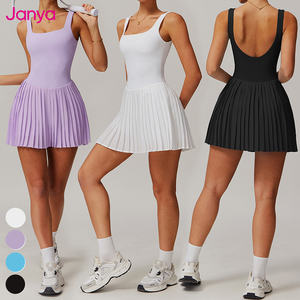 Janya Damen Sportswear Nude Ärmelloses Fitness Yoga Kleid mit Taschen shorts Einteilige Golf Tennis Kleidung Großhandel - Product Image 6