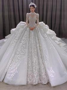 S0024A Novità 2026 Abito da <span class=keywords><strong>Sposa</strong></span> a Maniche Lunghe con Scollo a V Stile Cielo Stellato e Pregiate Decorazioni in <span class=keywords><strong>Pizzo</strong></span> per l'Inverno - Product Image 6